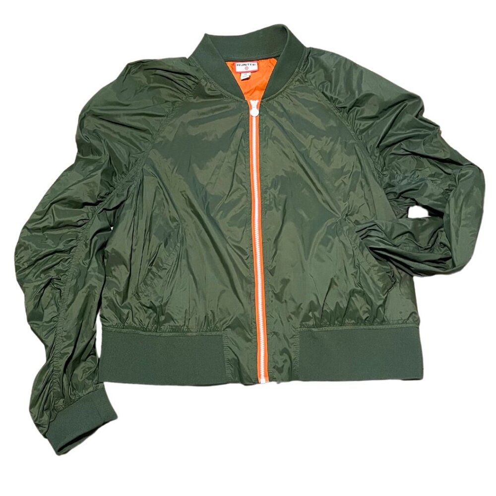 Hunter Target Lightweight Green Bomber Jacket Ruched Sleeve Women's 1X NWOT